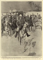 Nach dem Sieg, der Sirdar und sein Stab werden von den Einheimischen bei ihrem Einzug in Berber begrüßt